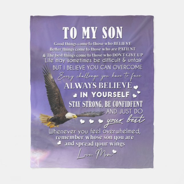Personalize To My Son From Love Mom Gift Fleece Blanket (Front)