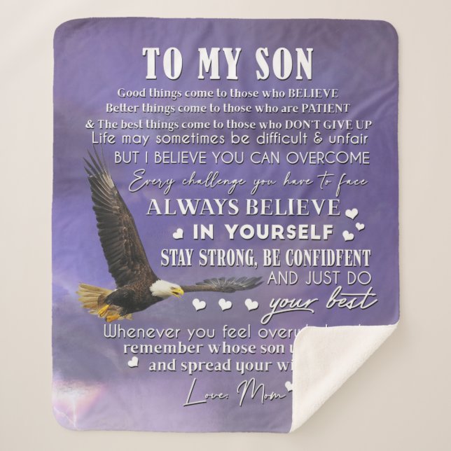 Personalize To My Son From Love Mom Gift Sherpa Blanket (Front)