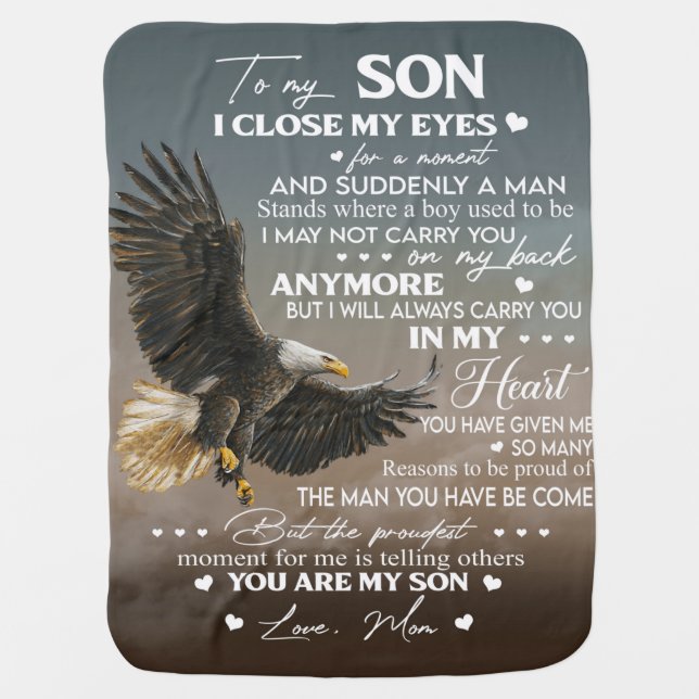 Personalize To My Son From Love Mom Gifts Baby Blanket (Front)