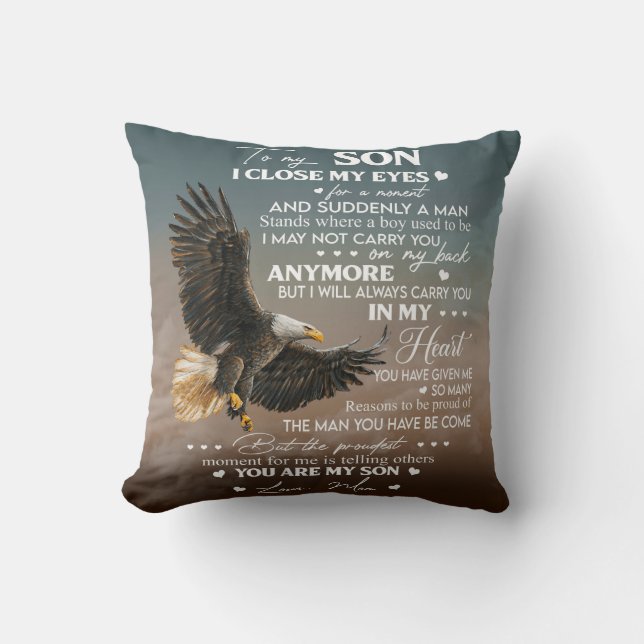 Personalize To My Son From Love Mom Gifts Throw Pillow (Front)