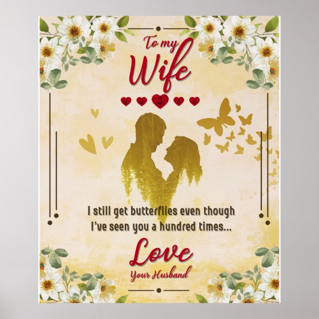 Personalize To My Wife From Husband Butterfly Gift Poster (Front)