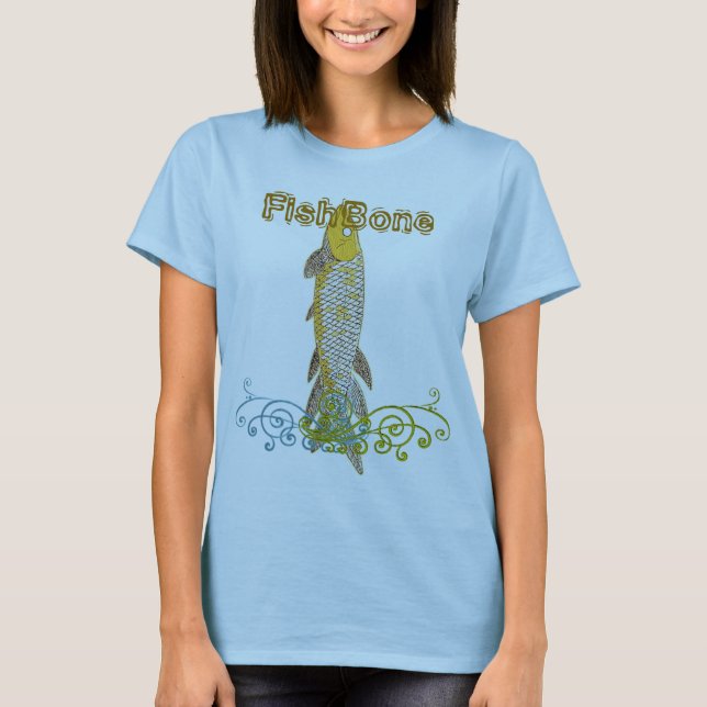 Personalize to say anything Fishbone Aqua Yellow T-Shirt (Front)