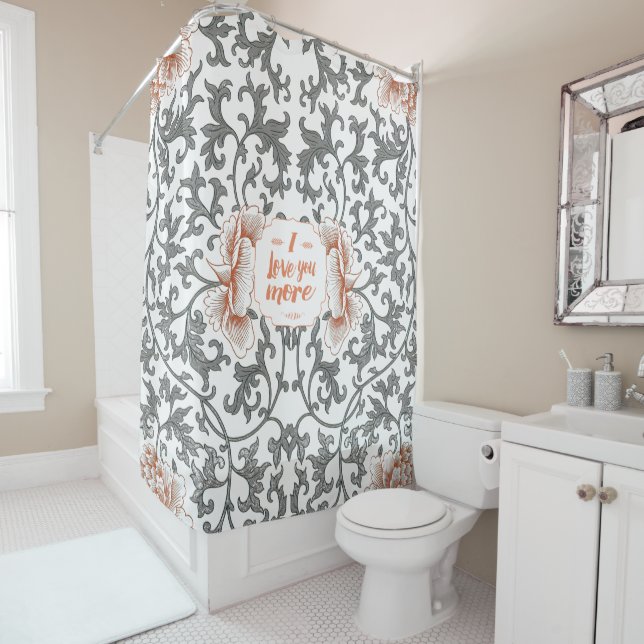 Personalize to say anything Modern Floral Pattern Shower Curtain (In Situ)