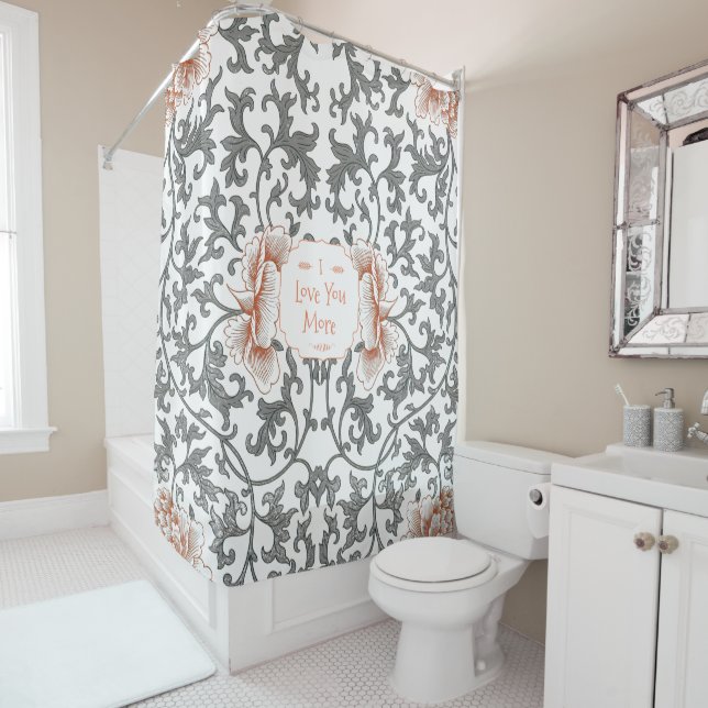Personalize to say anything Modern Floral Pattern Shower Curtain (In Situ)