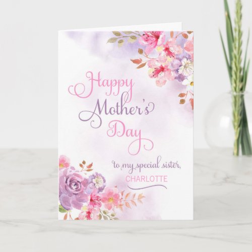 Personalize to Sister Happy Mothers Day Card