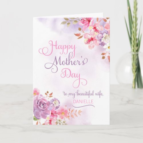 Personalize to Wife Happy Mothers Day Card