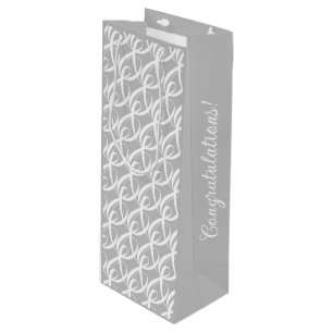 Personalize Togetherness Symbol on Silver Wedding Wine Gift Bag