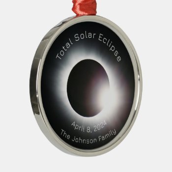 Personalize Total Solar Eclipse 2024 Metal Ornament by Omtastic at Zazzle