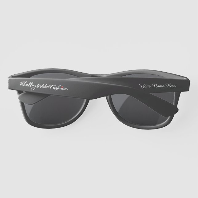 Personalize, Totally Woke Fashion Black Sunglasses (Back)