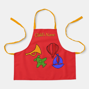 Personalize Toy Collection Kids Red Craft   Apron