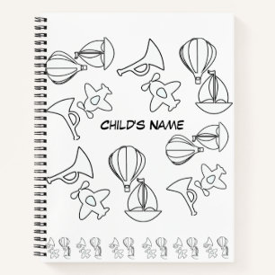 Personalize Toy Collection Kids White Notebook