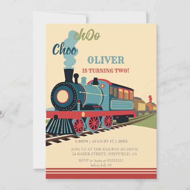 Personalize Train Party Boy Train Ticket Birthday Invitation (Front)