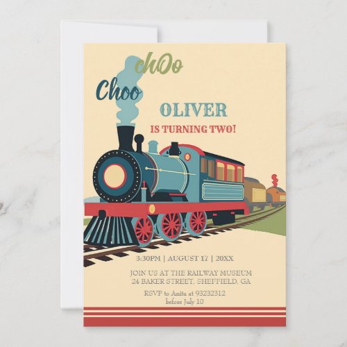 Personalize Train Party Boy Train Ticket Birthday Invitation