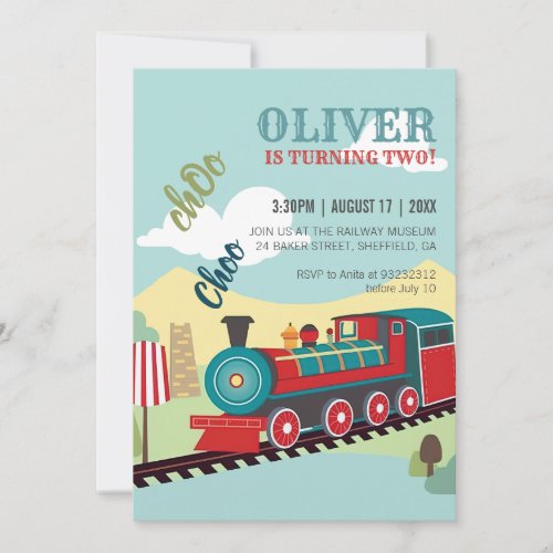 Personalize Train Party Kids Train Ticket Birthday Invitation
