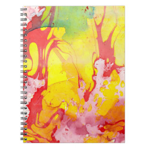 Personalize Trendy Modern Abstract Yellow Red Notebook