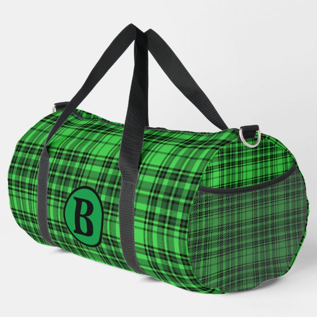 Personalize trendy Name Checkered Plaid Duffle Bag (Right Corner)