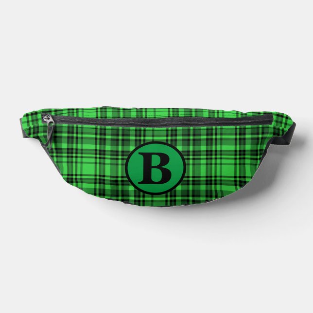 Personalize trendy Name Checkered Plaid Fanny Pack (Lay Down)
