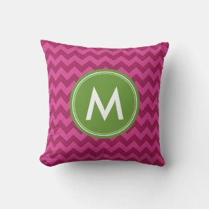 Personalize Trendy Purple Chevron Monogram Throw Pillow