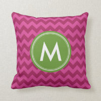 Personalize Trendy Purple Chevron Monogram Throw Pillow