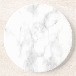 Personalize Trendy White Marble Elegant Template Coaster