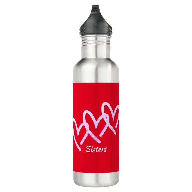 Personalize Triple Heart Red Stainless Steel Water Bottle (Right)