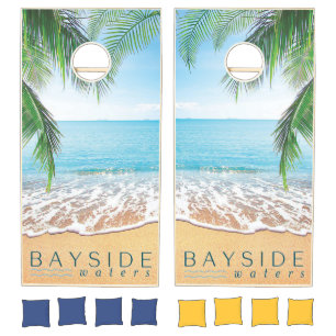 Personalize Tropical Beach Ocean Palm Trees Cornhole Set