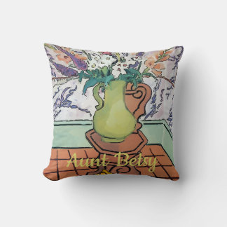 Personalize  Tropical Ivy Flowers, edit text Throw Pillow