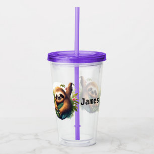 Personalize Tropical Sloth Acrylic Tumbler