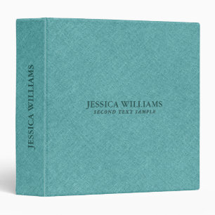 Personalize Turquoise Blue Linen 3 Ring Binder
