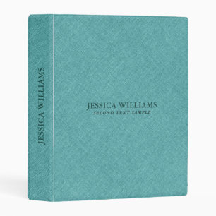 Personalize Turquoise Blue Linen Mini Binder