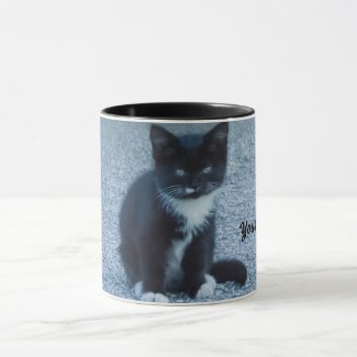 Personalize Tuxedo black and white kitten