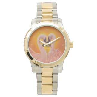 Personalize Two Flamingos Love  heart Dance