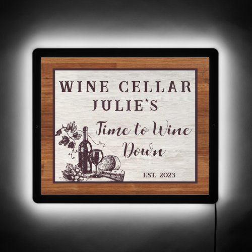 Personalize Uncork and Unwind Wine Bar Light LED Sign