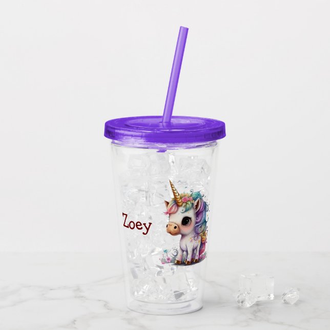 Personalize Unicorn  Acrylic Tumbler (Back Ice)
