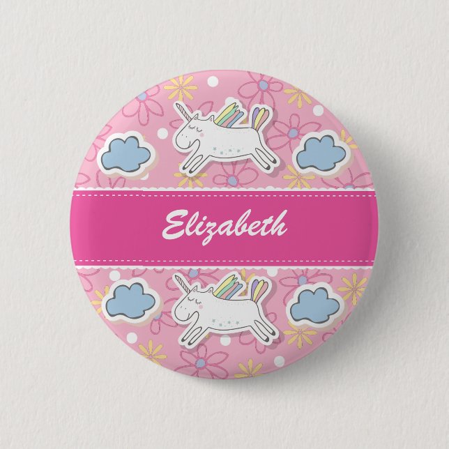 Personalize, Unicorn Badge. Pinback Button (Front)