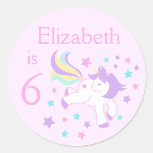 Personalize Unicorn Birthday Sticker