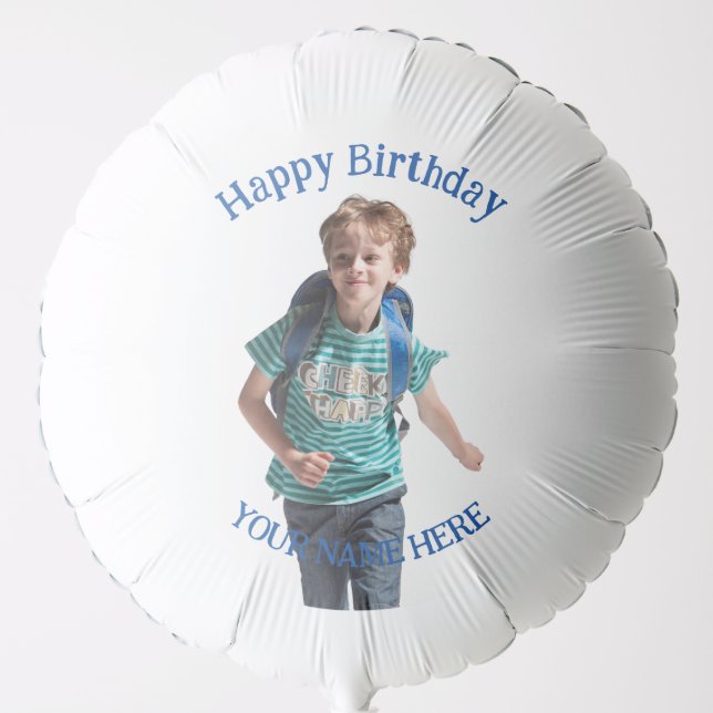 Personalize Upload Photo add Name Happy Birthday Balloon (Front)
