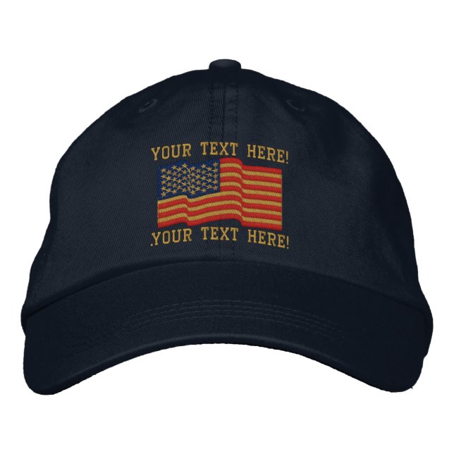Personalize USA Stars 'n Stripes Embroidered Cap (Front)
