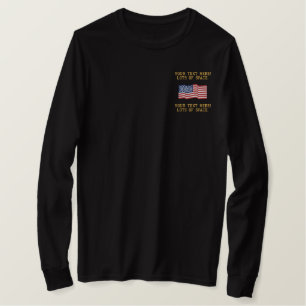 Personalize USA Stars 'n Stripes FLAG Embroidery Embroidered Long Sleeve T-Shirt
