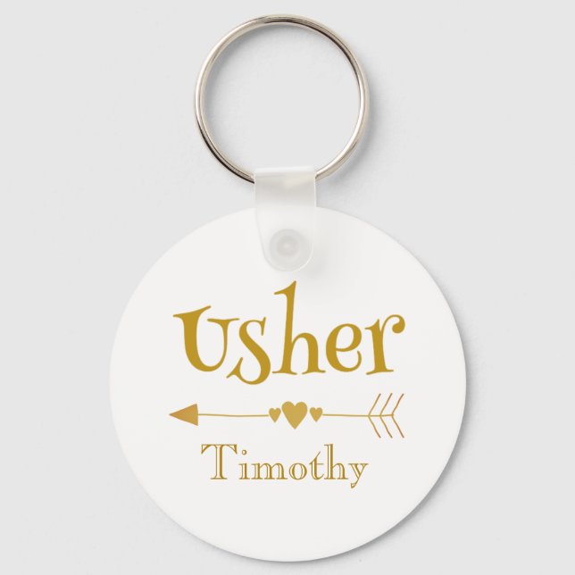 Personalize Usher Wedding Favor Gift Keychain (Front)