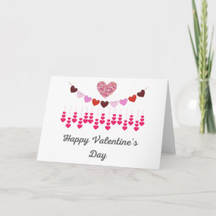 Personalize Valentines Day Card Pink Hearts