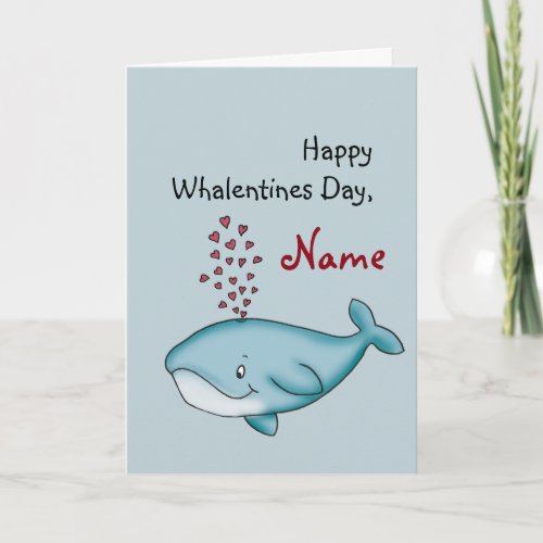 Personalize Valentines Day card with Whale