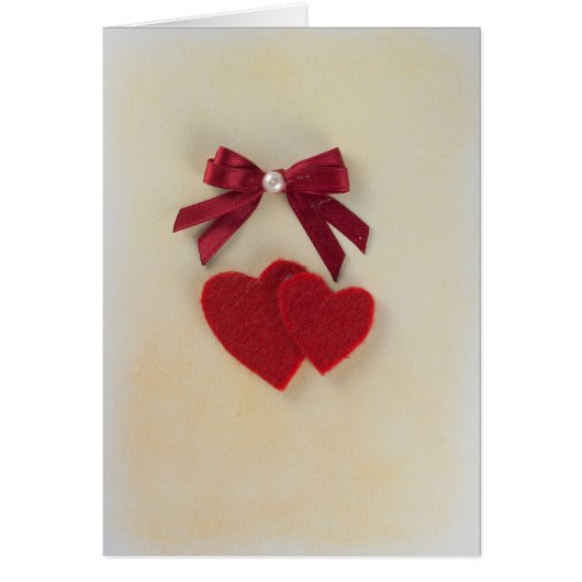 Personalize Valentine's red heart and bow Cards (Front)