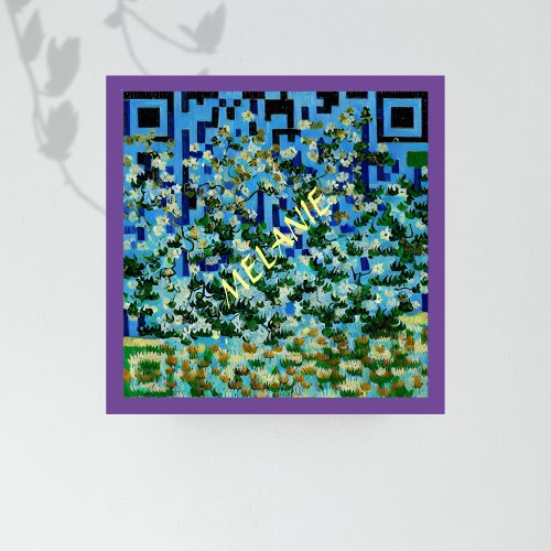 PERSONALIZE VAN GOGH PAINTING IN QR CODE AI ART SQUARE WALL CLOCK