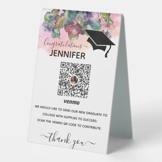 venmo grad card College Fund QR Code Sign | Modern Graduation Party Sign | Venmo QR Code Modern College Fund Sign | Modern Minimalist Grad Party main image 0