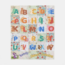 Personalize Vintage Animal Alpha Fleece Blanket
