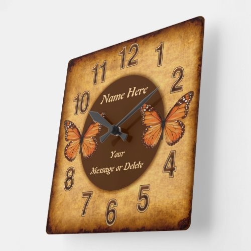Personalize Vintage Design Monarch Butterfly Clock