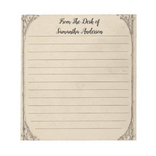 Personalize Vintage Distressed Antique Personal  Notepad