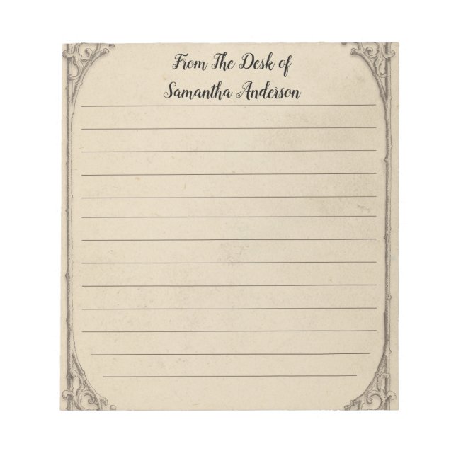 Personalize Vintage Distressed Antique Personal  Notepad (Front)