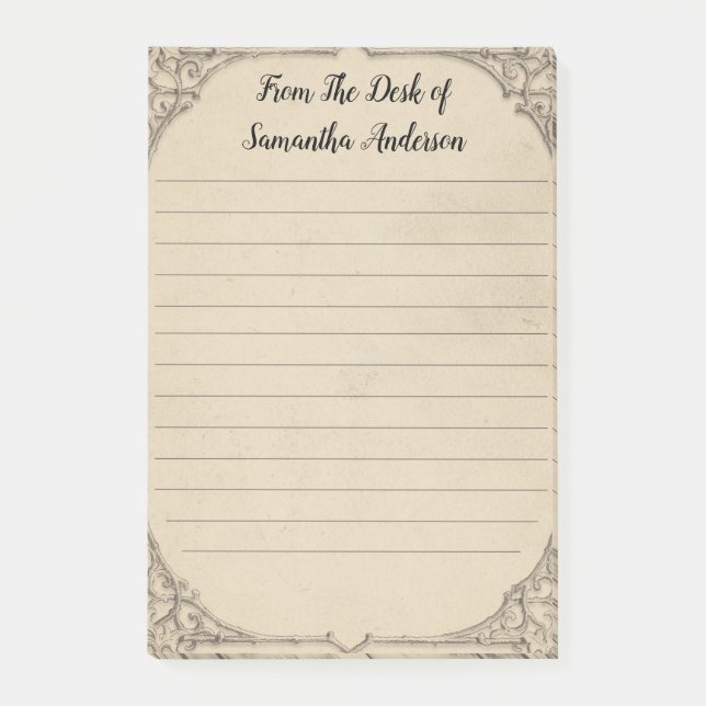 Personalize Vintage Distressed Antique Personal  Post-it Notes (Front)